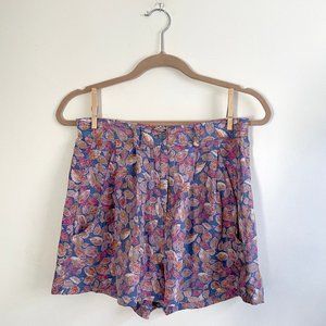 Vintage Silky High Waisted Floral Trouser Shorts